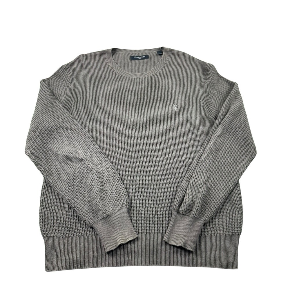 AllSaints Brown Cotton Knit Ram Logo Mens Crewneck Sweater Large
